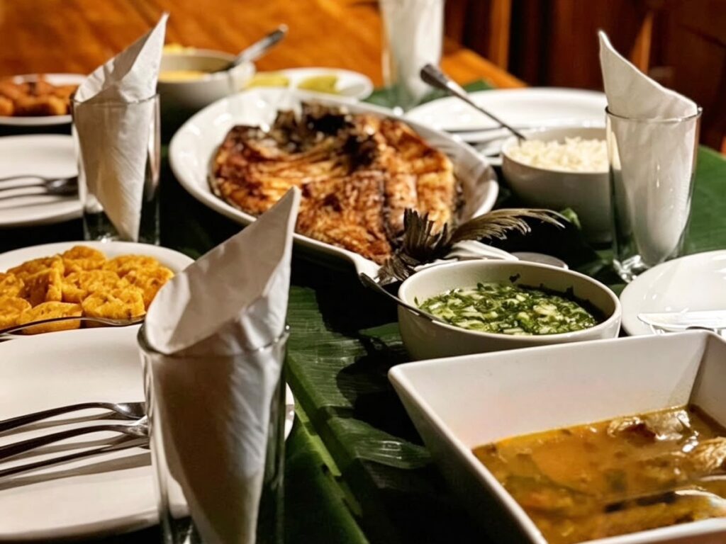Regional fish and Amazonian dishes served at the lodge