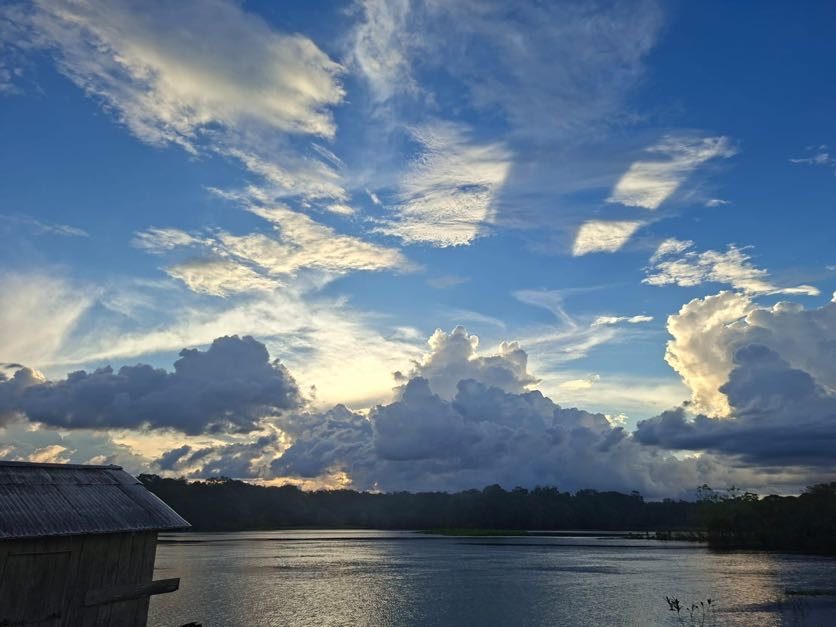Blue sky and clouds over the lake