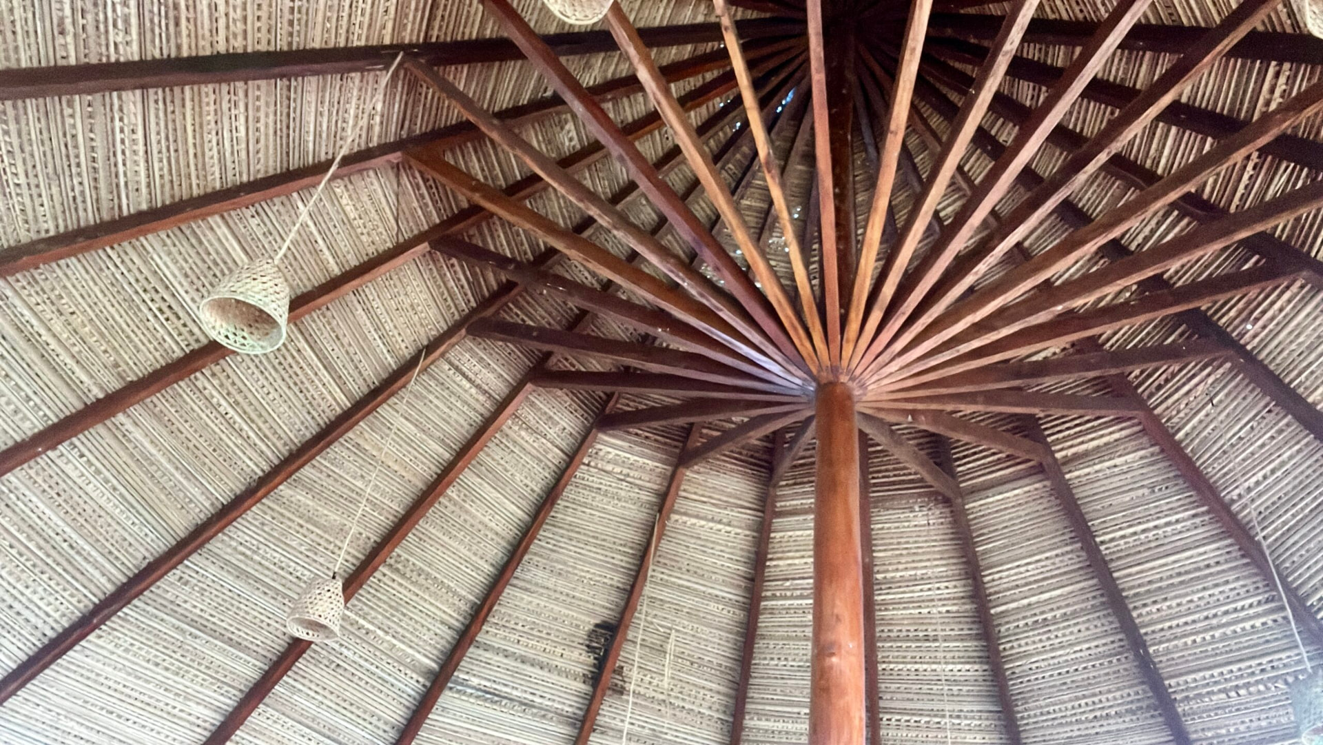 Hand-built thatched roof structure
